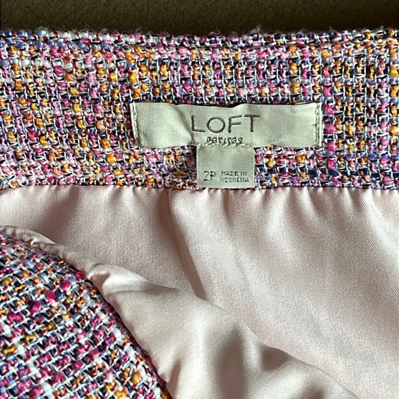 LOFT Petite Tweed Pocket Shift Skirt- Coral Multi Color- 2P - Picture 5 of 9